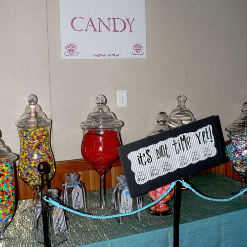 Candy bar for a Sweet 16 Party.