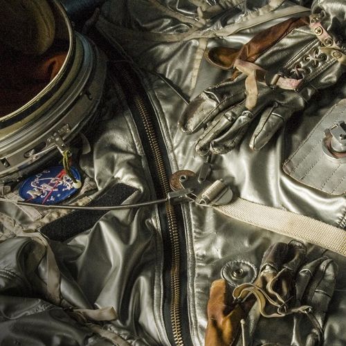 Studio photo of a Mercury spacesuit used as a grap