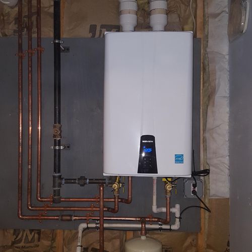 Navien tankless water heater with a recirculation 