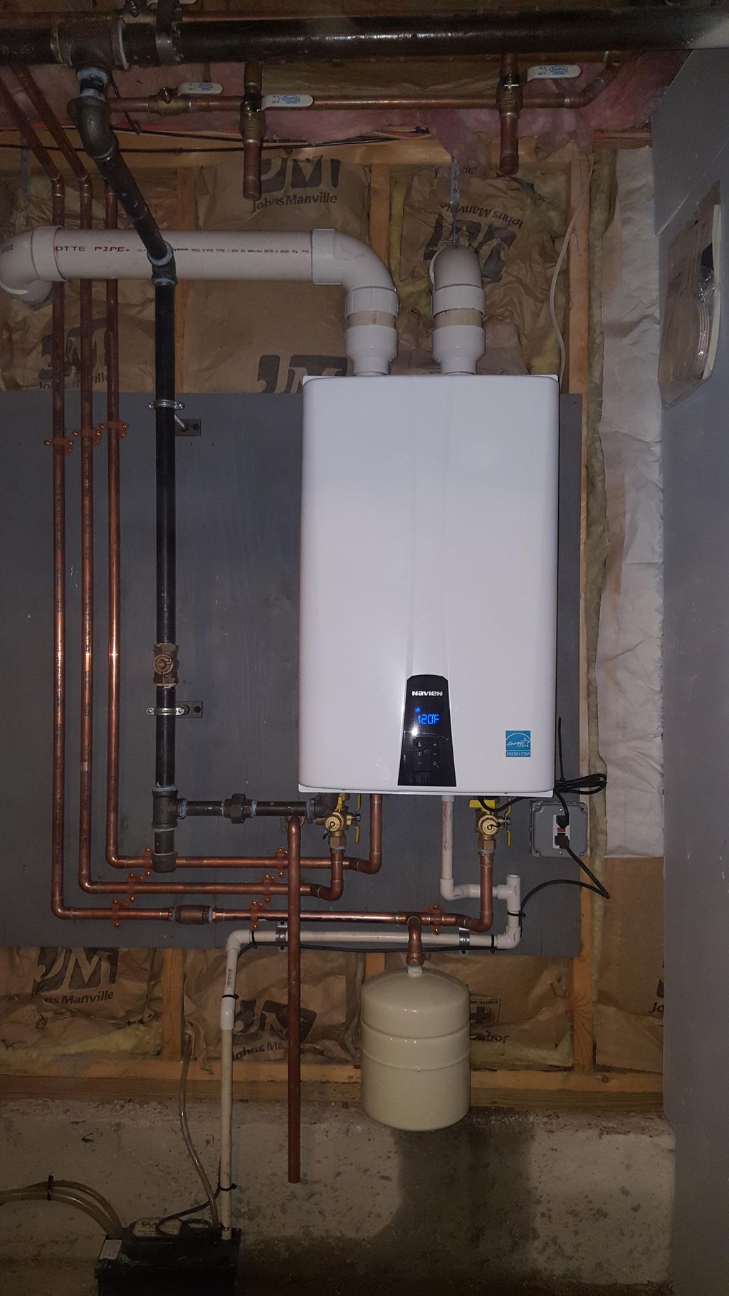 Navien tankless water heater with a recirculation 