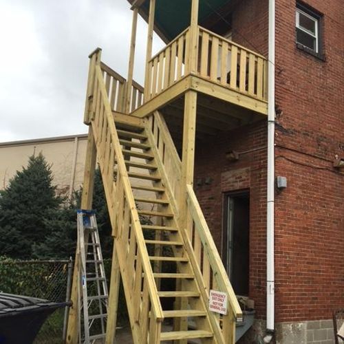 new fire escape and deck