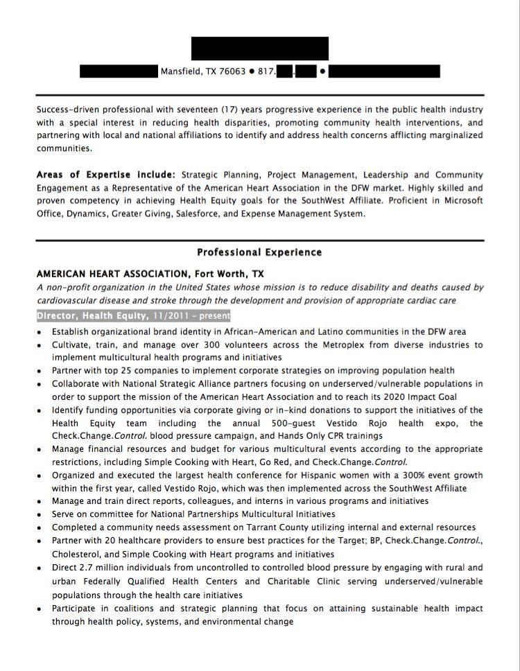 After: Senior Resume (pg. 1)
