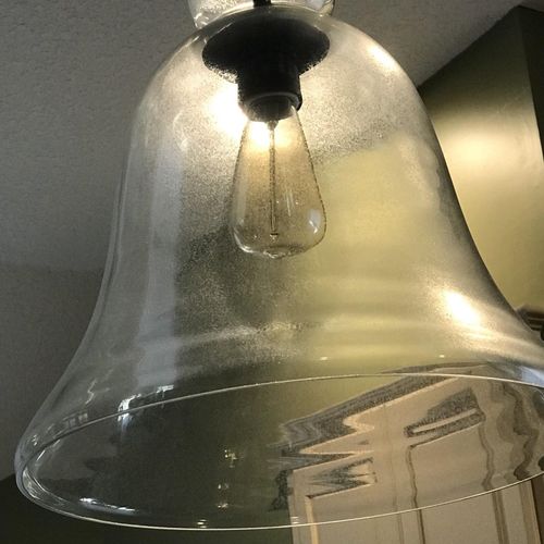 Kitchen light fixture that hangs above the stove. 