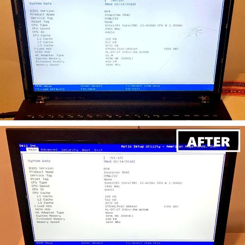 Replacement of a cracked monitor of a laptop