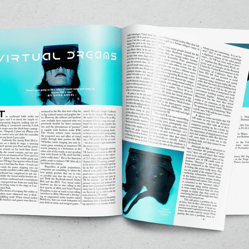 The layout design for a magazine article  done in 