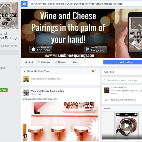 Wine and Cheese Pairings App Facebook Page. Also d