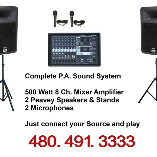 P.A. Sound Systems for Rent