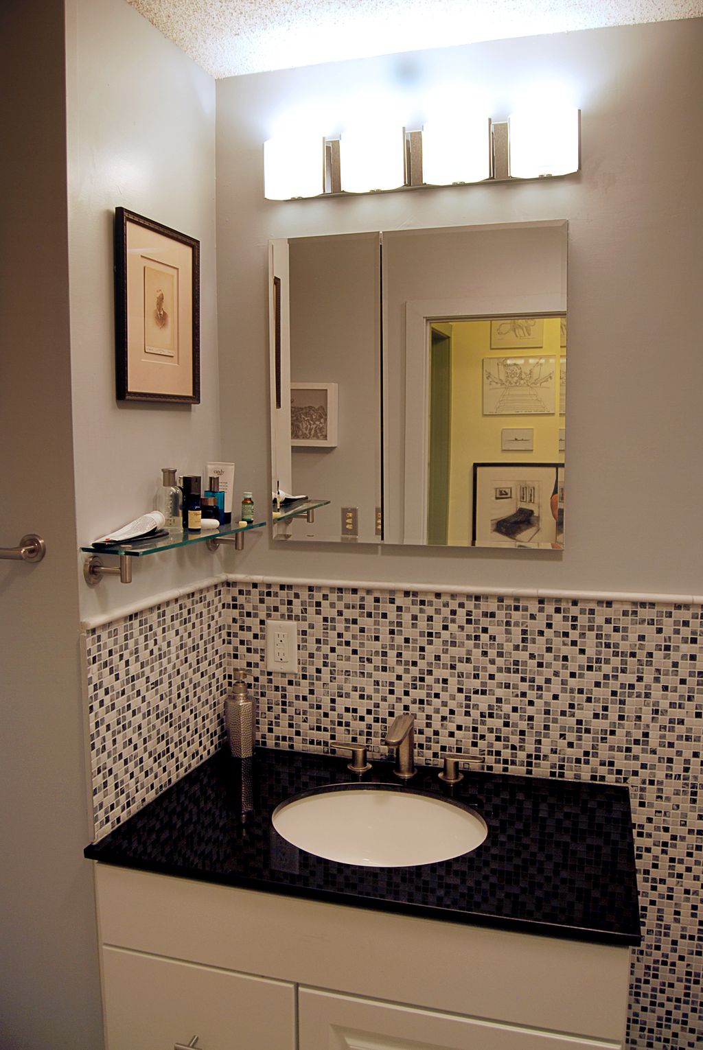 Custom bath with three types of tile; A contempora