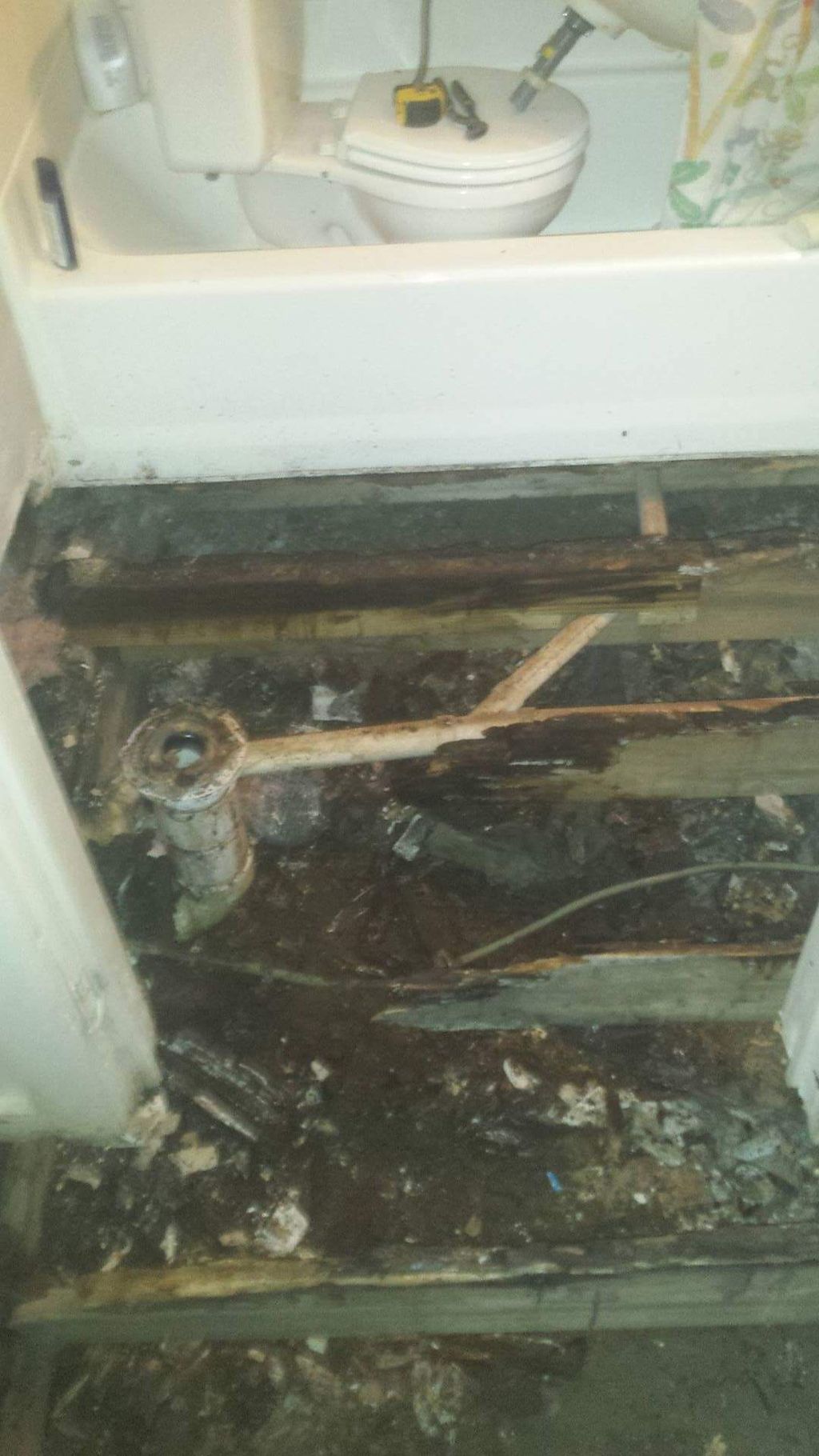 customer fell thru floor . to begin we tore up old