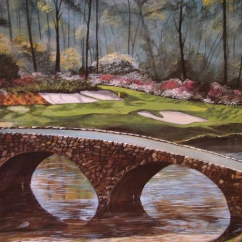 My oil painting of the 12th at Augusta