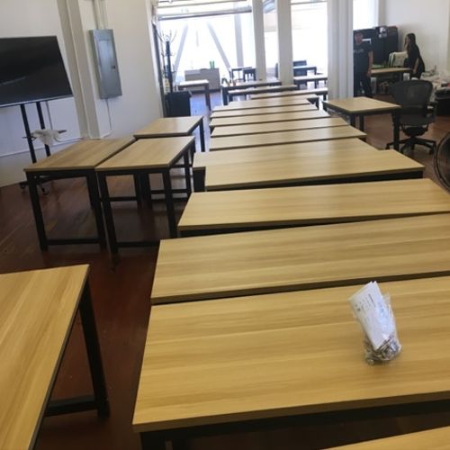 a bunch of desks a colleague and I assembled for a