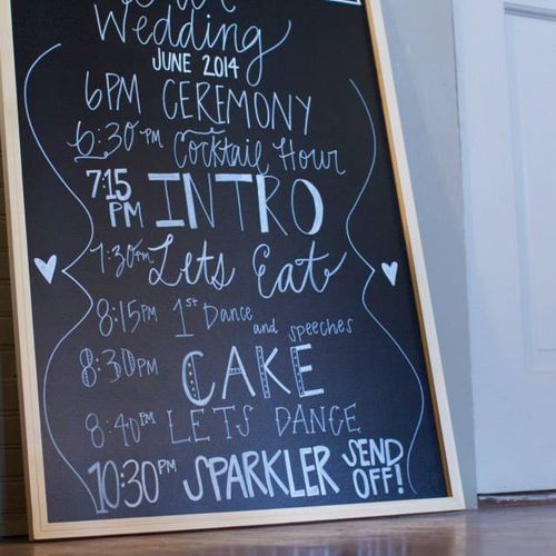 Chalkboard timeline was a gift from me to my bride