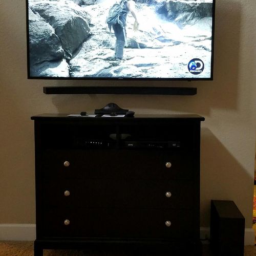 TV with Sound Bar installation