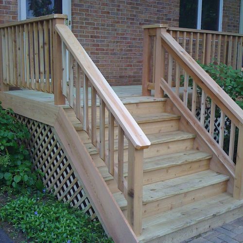Replaced stairway and deck.
