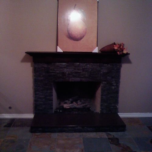 Custom Mantle to match cabinets and hearth to matc