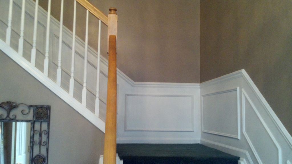 Stairwell trim and walls.