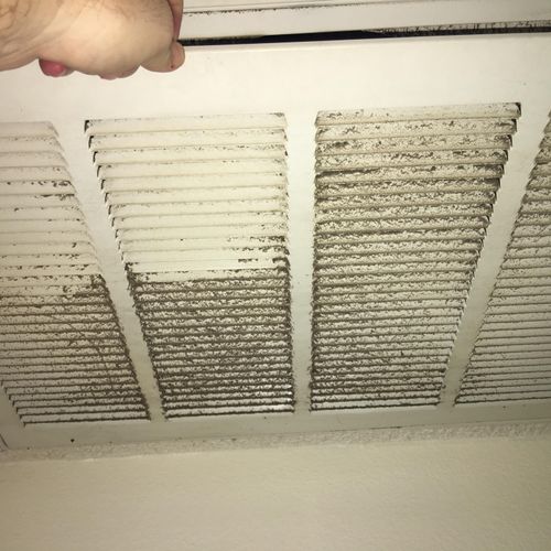 Air Conditioner maintenance, cleaning a dusty, dir