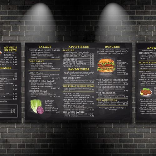 Restaurant menu boards