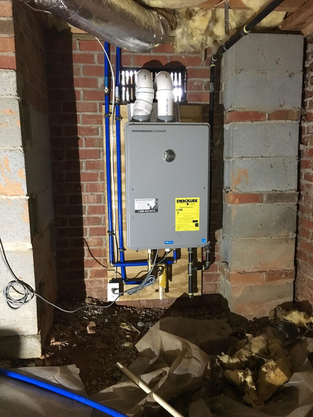Tankless water heater installation in replacement 