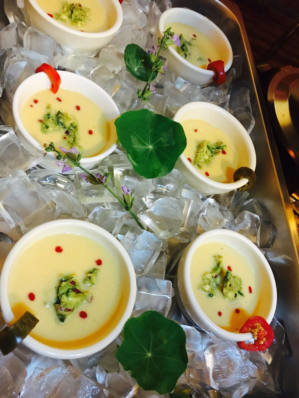 Chilled corn and avocado soup