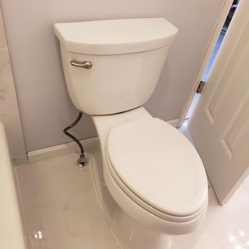 Replace broken toilet flange, rebuilt toilet & ins