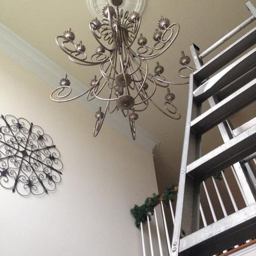 Two-Story Light Fixture Installation