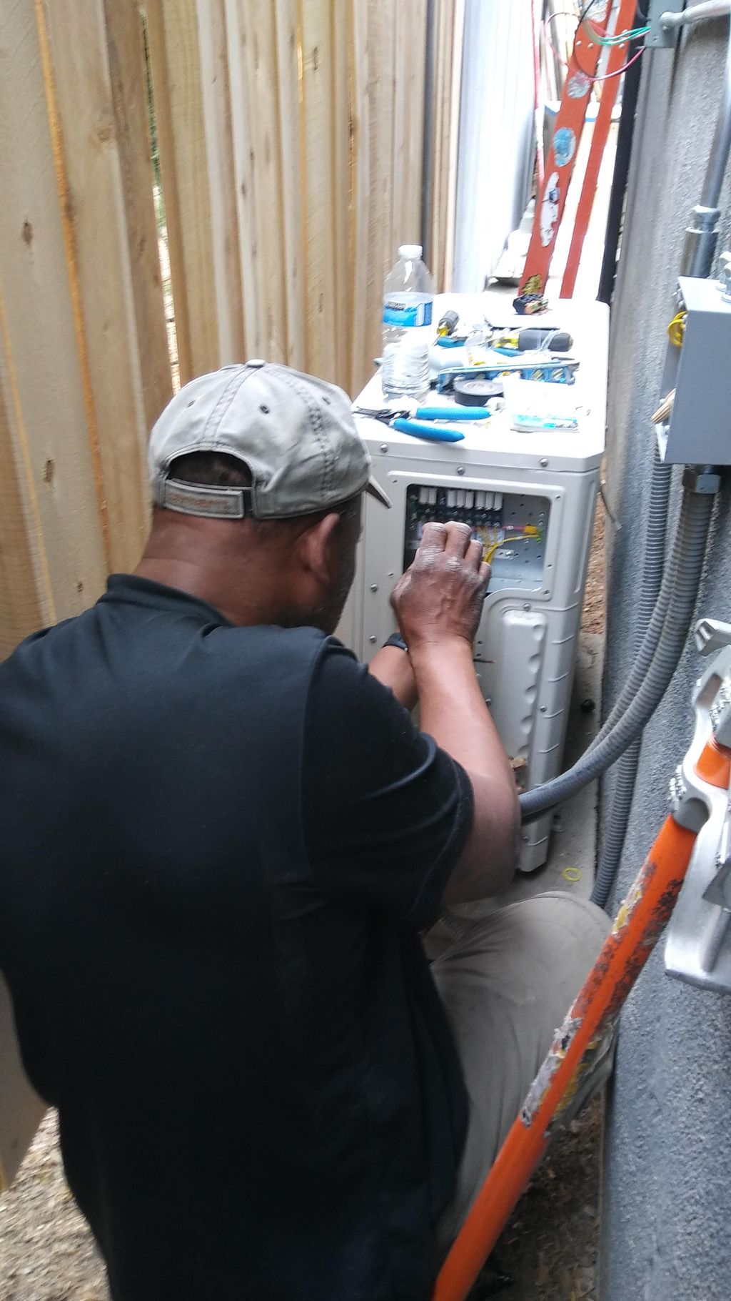 terminating the condenser of a split type AC unit