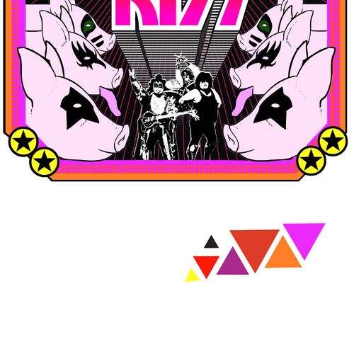 T Shirt design for the band Phat KISS. Best seen u