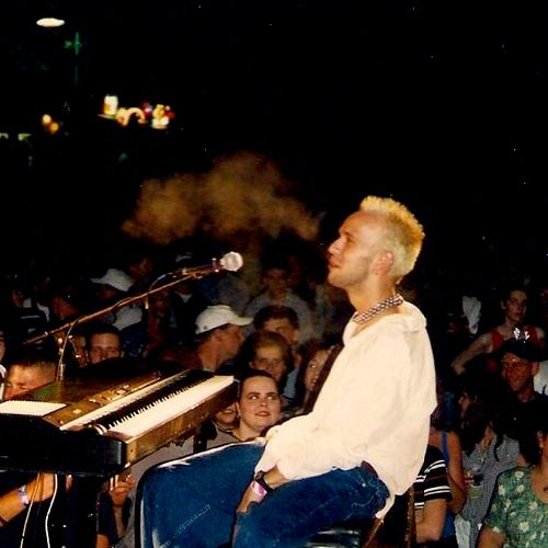 On stage in the 90s...
