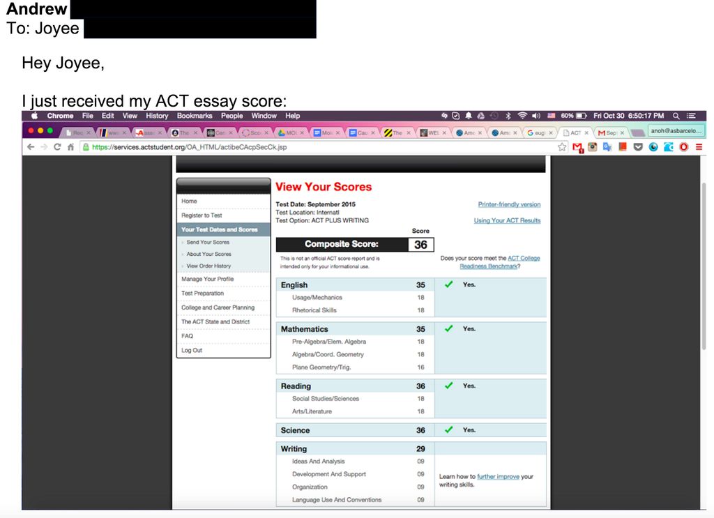 Congrats to Andrew who received a Perfect 36!