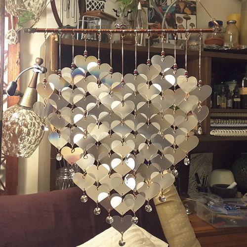 Multi-dimensional heart mobile...recycled flat scr