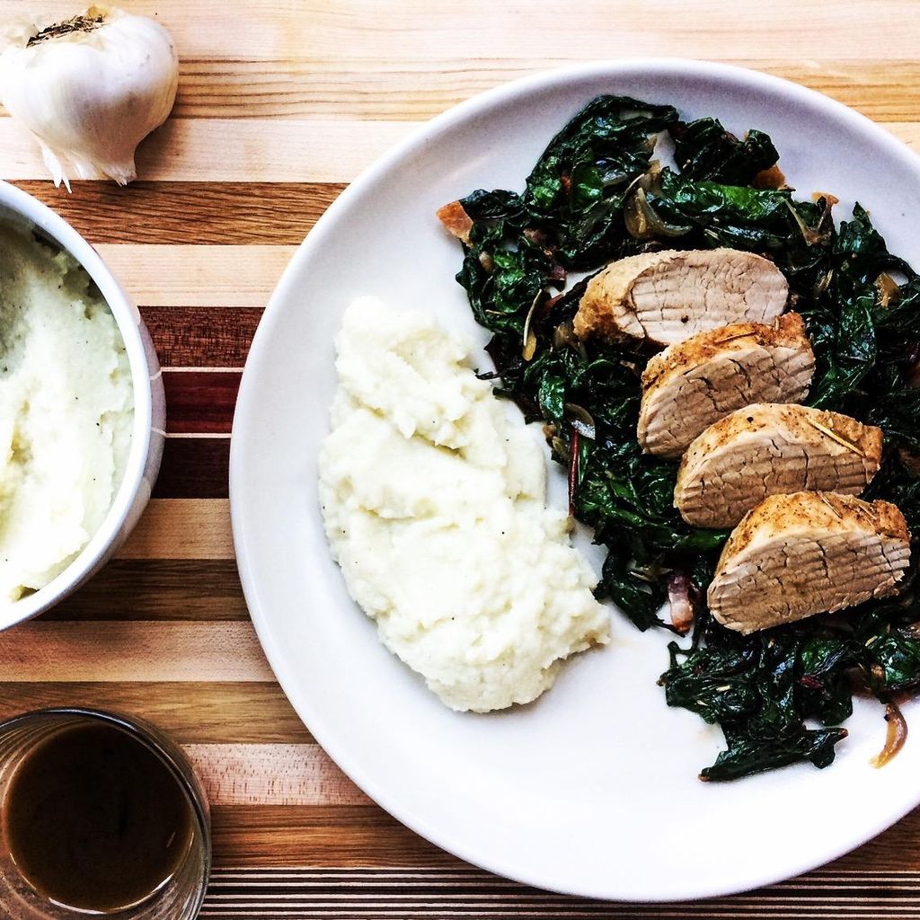 One Pot Pork Tenderloin with Rainbow Chard (caulif