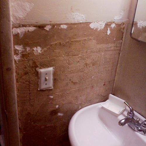 Bathroom wall before