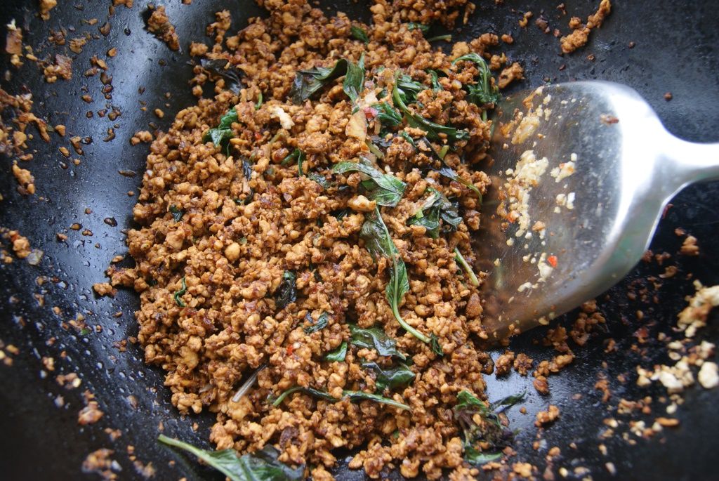 Spicy Thai Basil Chicken-Wok cooking