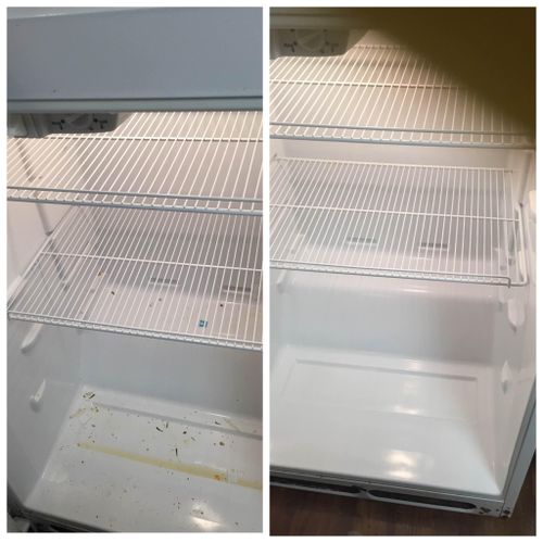 Before and After...deep clean of refrigerator