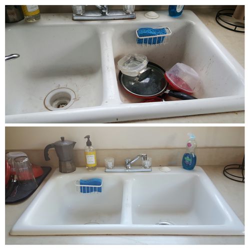 Before (top pic) and After (bottom pic) of sink cl