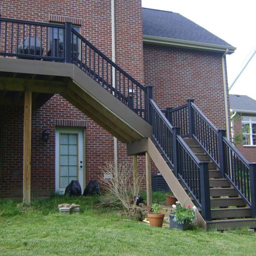 Exterior stairs and handrails.