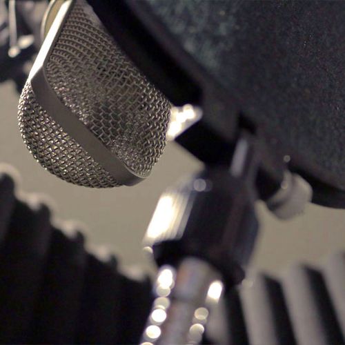 Vocal microphone used in the recording studio boot