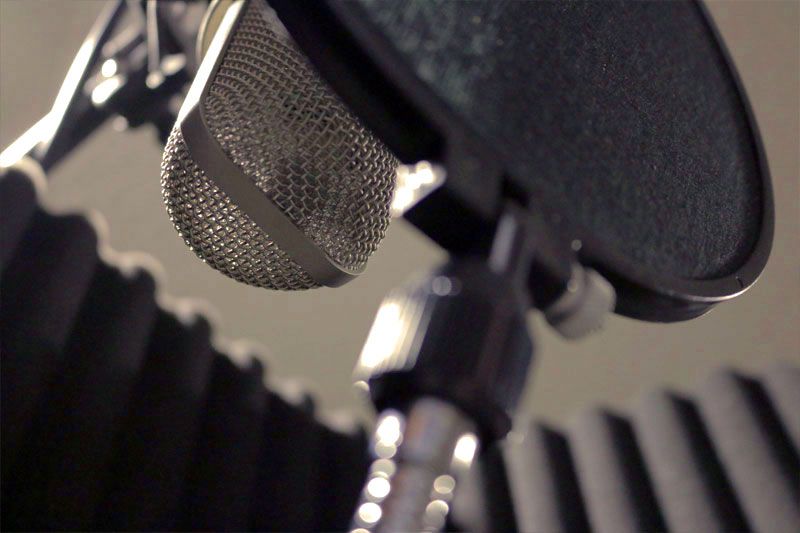 Vocal microphone used in the recording studio boot