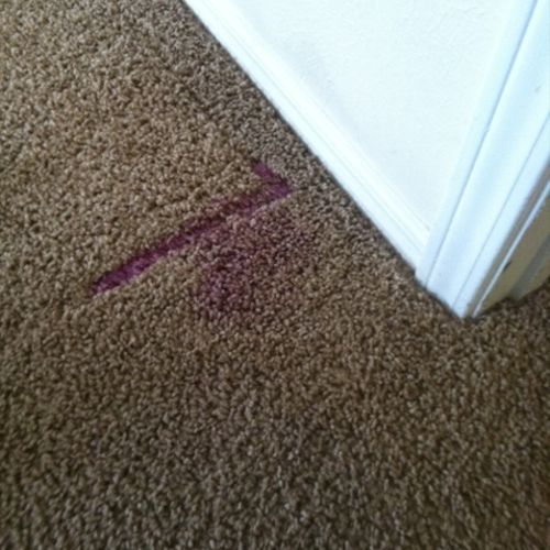 Before photo of big purple stain.