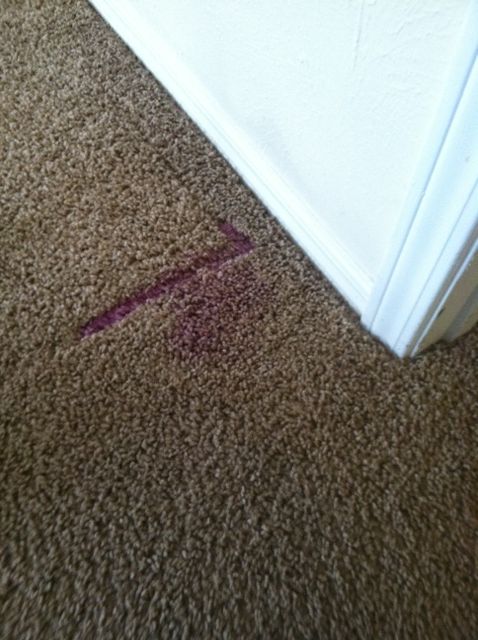 Before photo of big purple stain.