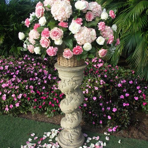 Romantic rose petals lead to fragrant ceremony arr