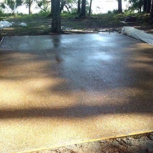 concrete slab with River Rock finish