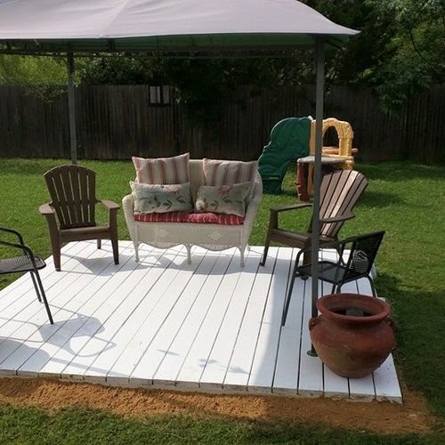 Backyard Mini Deck - Built from scratch and painte