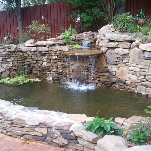 water feature and water fall