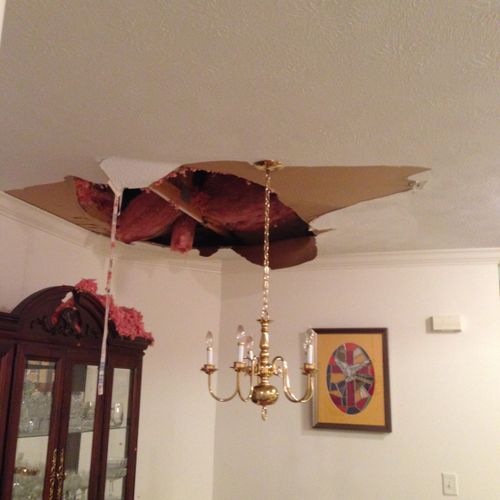 Water damage through ceiling
