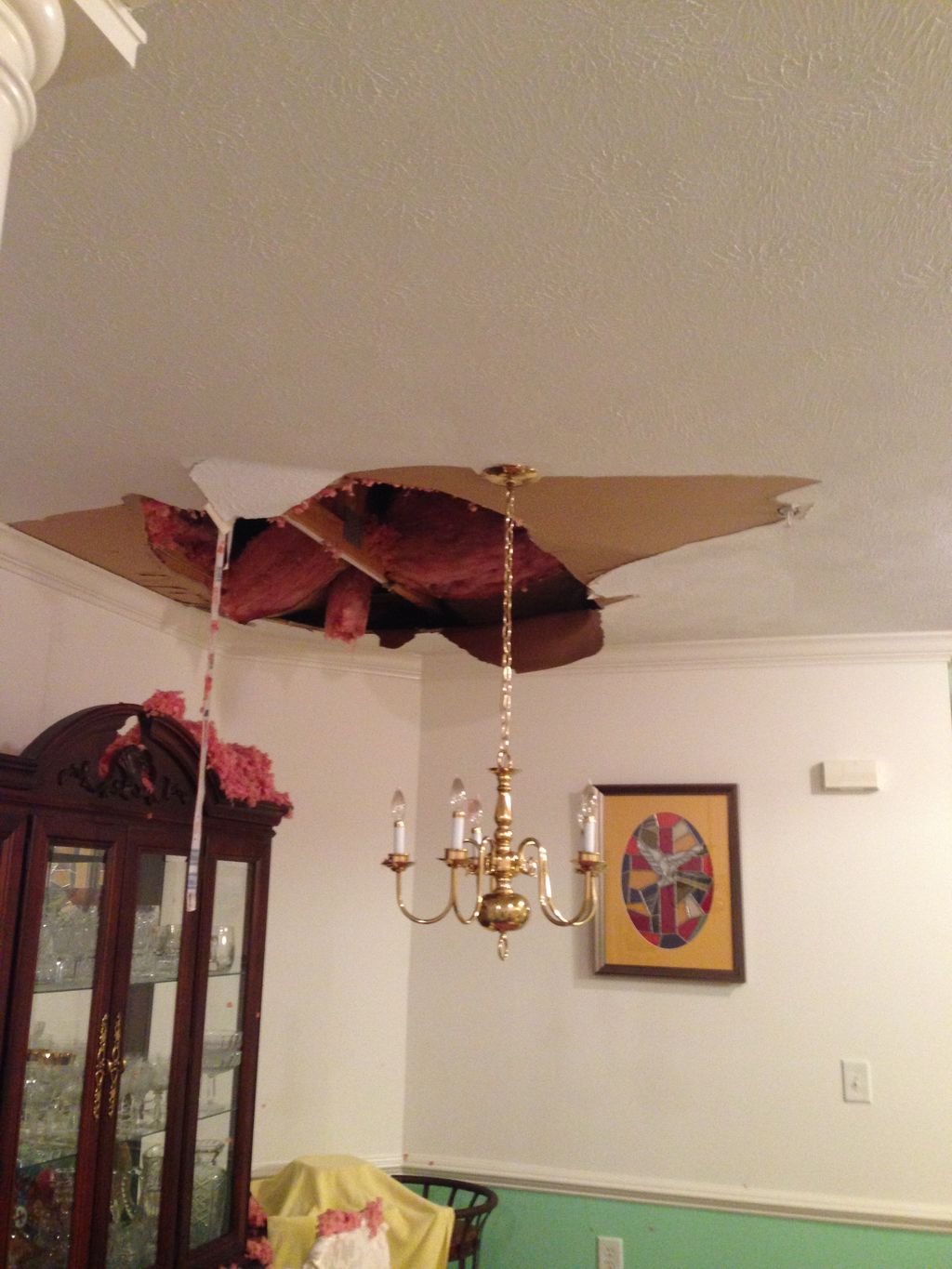 Water damage through ceiling