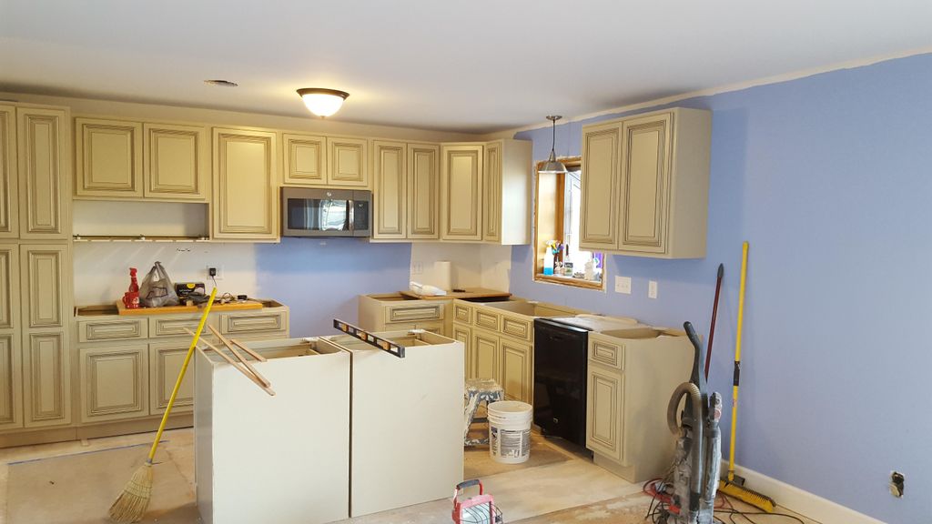 before building knee wall on the back of island