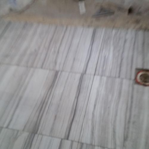 Bathroom tile in process