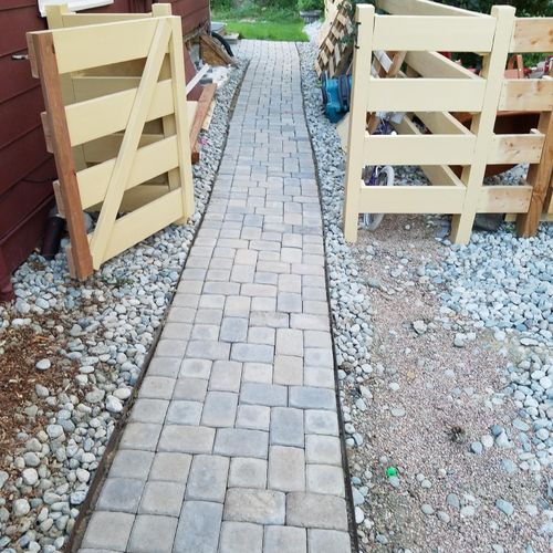 Paver stone path.  This picture is actually before